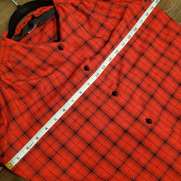 VINTAGE Willowridge High Ruffle High Neck Secretary Blouse Size 8 Red & Black - Picture 5 of 8